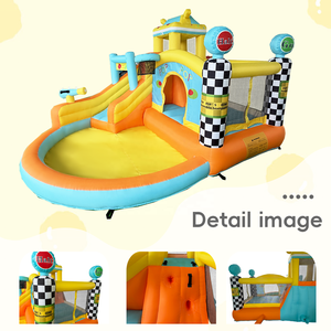 Château <span class=keywords><strong>gonflable</strong></span> en tissu PVC <span class=keywords><strong>avec</strong></span> <span class=keywords><strong>toboggan</strong></span> aquatique pour fêtes - Jouet de parc aquatique amusant, installation facile - Product Image 5
