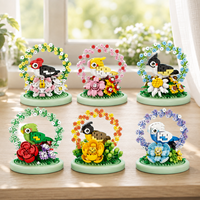 Bloques de Construcción EPT Mini, Diseño Floral con Aves, Set de Ladrillos de Flores y Loros, Decoración Botánica para Escritorio, Regalo Coleccionable para Amantes de las Aves