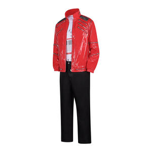 Nuevo Producto, Traje <span class=keywords><strong>de</strong></span> Lentejuelas para Hombre, Ropa <span class=keywords><strong>de</strong></span> <span class=keywords><strong>Baile</strong></span> MJ, Colores Rojos Brillantes, Chaqueta y Pantalones Vintage <span class=keywords><strong>de</strong></span> Michael Jackson, Conjunto <span class=keywords><strong>de</strong></span> Disfraz Cosplay - Product Image 3