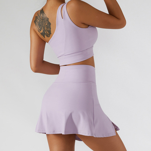 Ensemble de soutien-gorge de sport à une épaule et jupes de tennis, jupes de golf taille haute, vêtements de sport actifs, ensembles de yoga pour femmes - Product Image 2