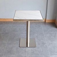 Tables de restaurant, table de restaurant commerciale, table en acier inoxydable pour restaurant, table carrée en acier avec plateau en pierre pour la restauration