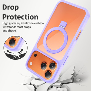 Coque de téléphone anti-chute PC+TPU avec support magnétique intégré, antichoc, dos transparent, logo personnalisé OEM - Product Image 2