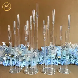 Dibei Modern Design Transparent Floor Acrylic Centerpiece Stand Wedding Decoration Acrylic Candelabra Centerpiece