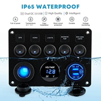 12V tahan air 5 + 3 Panel sakelar Rocker 5 Gang sakelar laut sakelar sakelar sakelar USB LED Digital Voltmeter 12V pemantik rokok