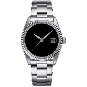 Montre de luxe pour homme en acier inoxydable, cadran en marbre noir, verre saphir, étanche 3 ATM, affichage automatique de la date, quartz, style professionnel - Product Image 2