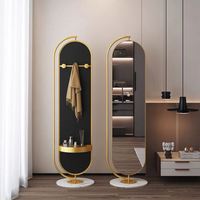 Miroir sur pied rotatif pleine longueur tendance, moderne, avec cadre en verre et métal, personnalisable, décoratif pour salon