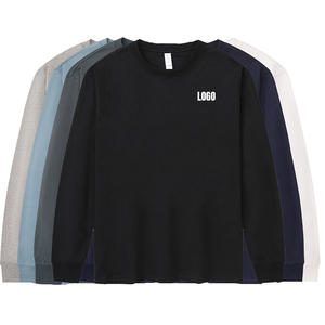 Tela de alta calidad 230GSM Camiseta de manga larga de peso pesado personalizada Color sólido Manga larga de algodón de gran tamaño para hombres - Product Image 1