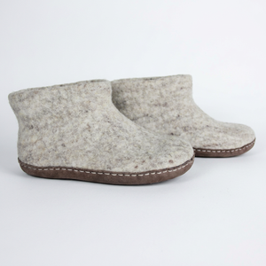 Chaussons en feutre de laine mérinos de Nouvelle-Zélande de l'Himalaya, légers, semelle en cuir véritable, soutien de la voûte plantaire - Product Image 1