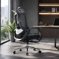 Nouveau modèle 2026 – Chaise de bureau exécutive à dossier haut en maille avec appui-tête réglable et rotation à 360° pour bureau à domicile
