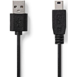 <b>Usb</b> <b>2.0</b> A Male To Mini 5 Pin Male <b>Cable</b> 1m Black - Product Image 1