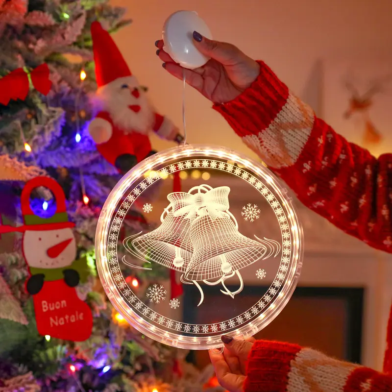 إضاءة ليلية ثلاثية الأبعاد تعلق في نافذة عيد الميلاد إضاءة LED تصلح كديكورات داخلية وخارجية هدايا هدايا للاحتفال