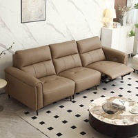 Canapé trois places en cuir pleine fleur minimaliste moderne de première classe, inclinable électriquement, à poser près du mur, modèle Kuli 8825, pour salon