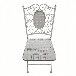 Silla Plegable de Metal para Jardín, Estilo Bistro <span class=keywords><strong>Barcelona</strong></span>, Color Blanco Antiguo, para Bodas - Product Image 1