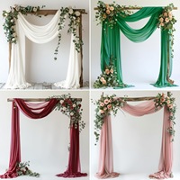 Dekorasi Pernikahan Outdoor Mori, Tirai Chiffon untuk Gapura Pernikahan, Kain Latar Belakang, Kustomisasi