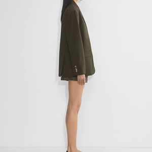 Trajes y Blazers Oversize para Mujer en Verde Oliva, Blazer de Corte Holgado con Solapa de Muesca y Cierre de un Solo Botón, Estilo Minimalista, Casual Elegante para el Trabajo - Product Image 6