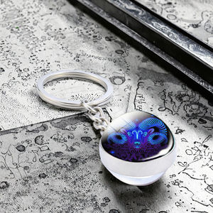 Nuevos Llaveros <span class=keywords><strong>de</strong></span> Metal Vintage con los 12 Signos del Zodiaco, Llaveros con Esfera <span class=keywords><strong>de</strong></span> Cristal, Constelaciones <span class=keywords><strong>de</strong></span> Escorpio, Leo y <span class=keywords><strong>Aries</strong></span> - Product Image 3