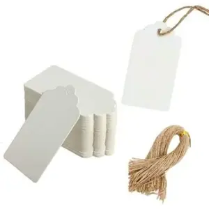 200pcs White Cardboard Paper Tags Gift Hang Tags with String for Wholesale