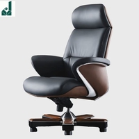 Chaise de bureau exécutive moderne en cuir véritable à dossier haut, coussin épais, hauteur réglable, multifonction, grain de bois bicolore