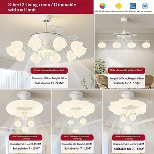 Lámpara de Techo con Ventilador para Sala de Estar, Estilo Nórdico, Rosa, para Restaurante, Dormitorio, Vestíbulo, Combinación de Paquete Completo para Toda la Casa - Product Image 6