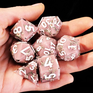 LuxeRoll – Lot de 7 dés polyédriques vintage en résine à bords coupés, motif floral, numérotés en blanc, pour collection de jeux de société DND TRPG - Product Image 2