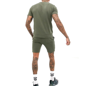 High Quality <b>Men's</b> Summer Fitness Twin <b>Sets</b> <b>Short</b> Sleeve Oversize <b>T</b>-<b>Shirts</b> Solid Pattern Quick Dry 100% Cotton Including <b>Shorts</b> - Product Image 2
