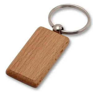 Retail blank keychain wood key ring customized laser engrave logo wood pendant key holder gift for advertising