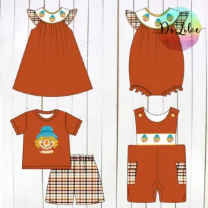 2024 şükran günü kızlar kıyafetler özel aplike sevimli tasarım çocuk giyim sonbahar bebek kız giysileri seti