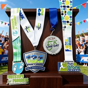 Medallón de carrera único con serigrafía personalizada, aleación de zinc con cinta de sublimación para medalla atlética icónica de maratón - Product Image 3
