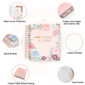 Relié en spirale avec des coins en métal chrétien cahier dévotion <span class=keywords><strong>Bible</strong></span> étude <span class=keywords><strong>Journal</strong></span> personnalisé année planificateur <span class=keywords><strong>Journal</strong></span> de prière pour femme - Product Image 3