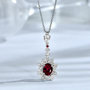 Collar de mujer de Plata de Ley 925 de alta calidad a la moda Glamour, colgante de corte ovalado para compromiso o boda - Product Image 3