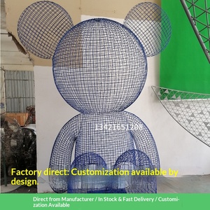 Sculpture d'ours en acier inoxydable et fer forgé, grande décoration animale creuse en treillis métallique pour projets commerciaux en extérieur - Product Image 6