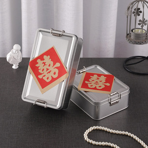 Boîte en métal rectangulaire Master Gu, boîte à dragées pour mariage, boîte à bonbons de style chinois, emballage carré vide, cadeaux de fête - Product Image 4