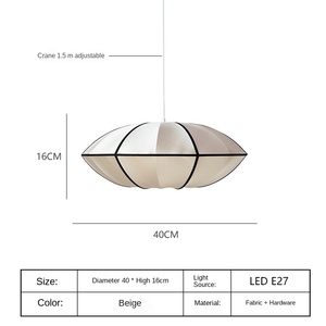 Japanese Wabi-sabi Rectangular Oval <b>Square</b> Long Fabric Chandelier for Villa for Restaurant Living Room B&B Hotel AC Remote - Product Image 2