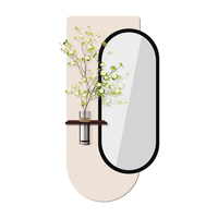 Décoration Murale LED en Grès avec Miroir et Plantes Artificielles – Peinture Murale Lumineuse Moderne pour Maison et Hôtel (Vente en Gros)
