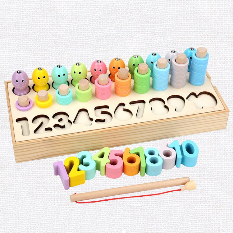 Деревянная развивающая цифровая игрушка Монтессори для детей, размер и количество игр для рыбалки