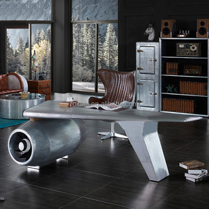 Rivetti in lamiera di alluminio tavolo da ufficio aviazione <span class=keywords><strong>Vintage</strong></span> Wing Desk accoglienza industriale Bar in <span class=keywords><strong>metallo</strong></span> tavolo Boss Computer scrivanie - Product Image 3