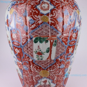 RZQF16 Jingdezhen Hand Painted Style <b>Red</b> and Blue Flower Bird Pattern Big Size Ceramic Ginger Jar RZQF16 Famille Rose Pi - Product Image 2
