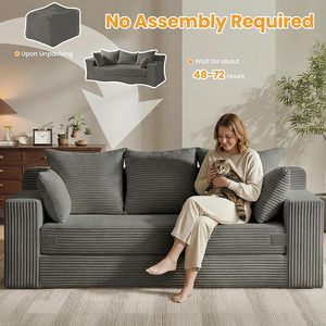 Foldable Three Seater <b>Sofa</b> <b>Bed</b> Sponge Filling Square Shape Living Room Use - Product Image 2