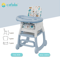 Chaise haute bébé 4-en-1 en plastique Clafbebe avec base coulissante inclinable réglable et table à blocs de construction pour 0-36 mois