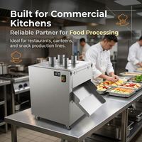 Commerciële voedselsnijmachine van roestvrij staal, fruit- en groentesnijder voor banaan, aardappel, appel, sinaasappel, citroen, komkommer, wortel
