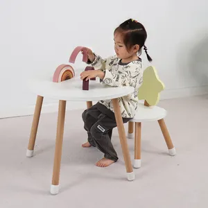 Kursi dan meja anak, bahan kayu taman kanak-kanak dan meja pesta untuk sekolah ruang tamu bayi kartun bulan meja untuk anak-anak belajar dan bermain