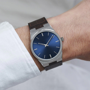 Custom <b>Watch</b> Manufacturer OEM Design Minimalist Casual Genuine Leather Strap Men Wrist <b>Watch</b> Stainless Steel <b>Case</b> Quartz <b>Watches</b> - Product Image 2