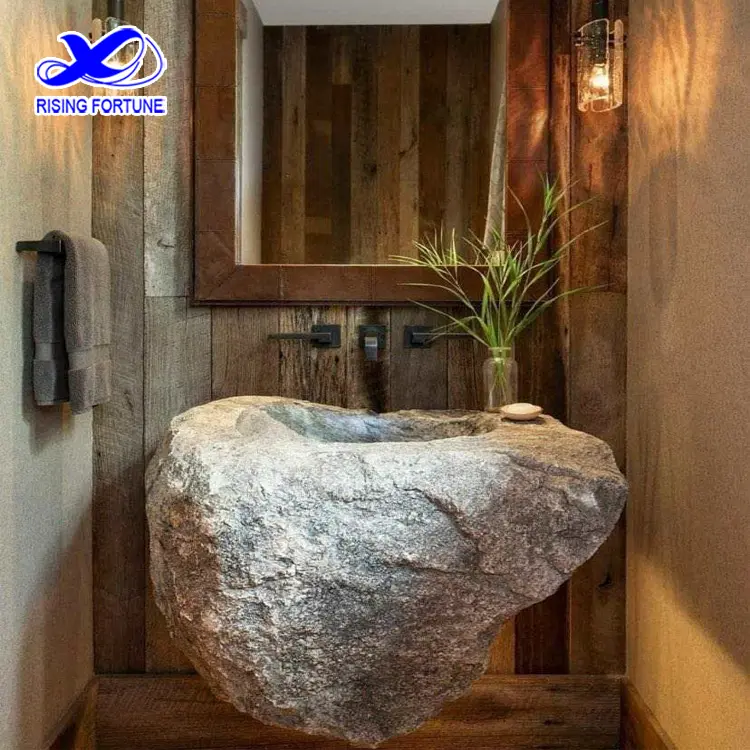 Natural Stone Pedestal Sink Rock Stone Pedestal Wash Basin for Bathroom or Hotel