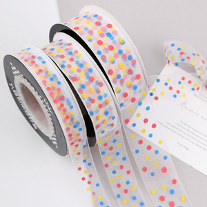 Nine-Colored Ribbon Polka Dot Chiffon Ribbon 1.2cm 2.0cm 2.5cm Reusable Birthday <b>Cake</b> <b>Decorating</b> <b>Supply</b> - Product Image 2