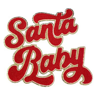Patchs brodés en chenille personnalisés Santa Baby, thermocollants, pour vêtements, Noël, vacances, fleurs, cœur, strass