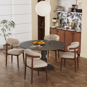 Chaise de salle à manger portable moderne rembourrée avec cadre en bois, dossier incurvé ergonomique, tissu respirant, chaise de salle à manger pour la maison - Product Image 2