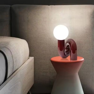 Lampe murale boule en verre de style italien Lampe de table noire Lampe de bureau rose Éclairage de bureau blanc - Product Image 3