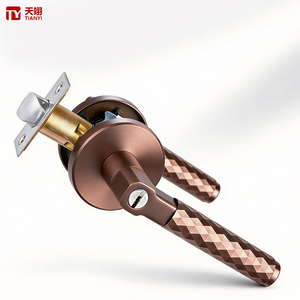 Poignée de porte à levier Tianyi en bronze moleté avec serrure, rosette ronde, entrée à clé, ensemble de quincaillerie moderne pour chambre à coucher - Product Image 1