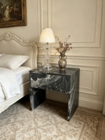 Table d'appoint de salon de luxe personnalisée, table de chevet en pierre naturelle avec tiroirs