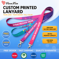 Lanière personnalisée promotionnelle imprimée par sublimation, en polyester, avec porte-clés et porte-badge à boucle